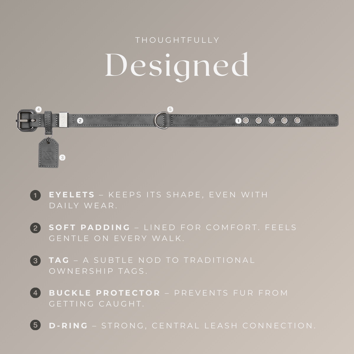 Dog Collar - Stone Grey